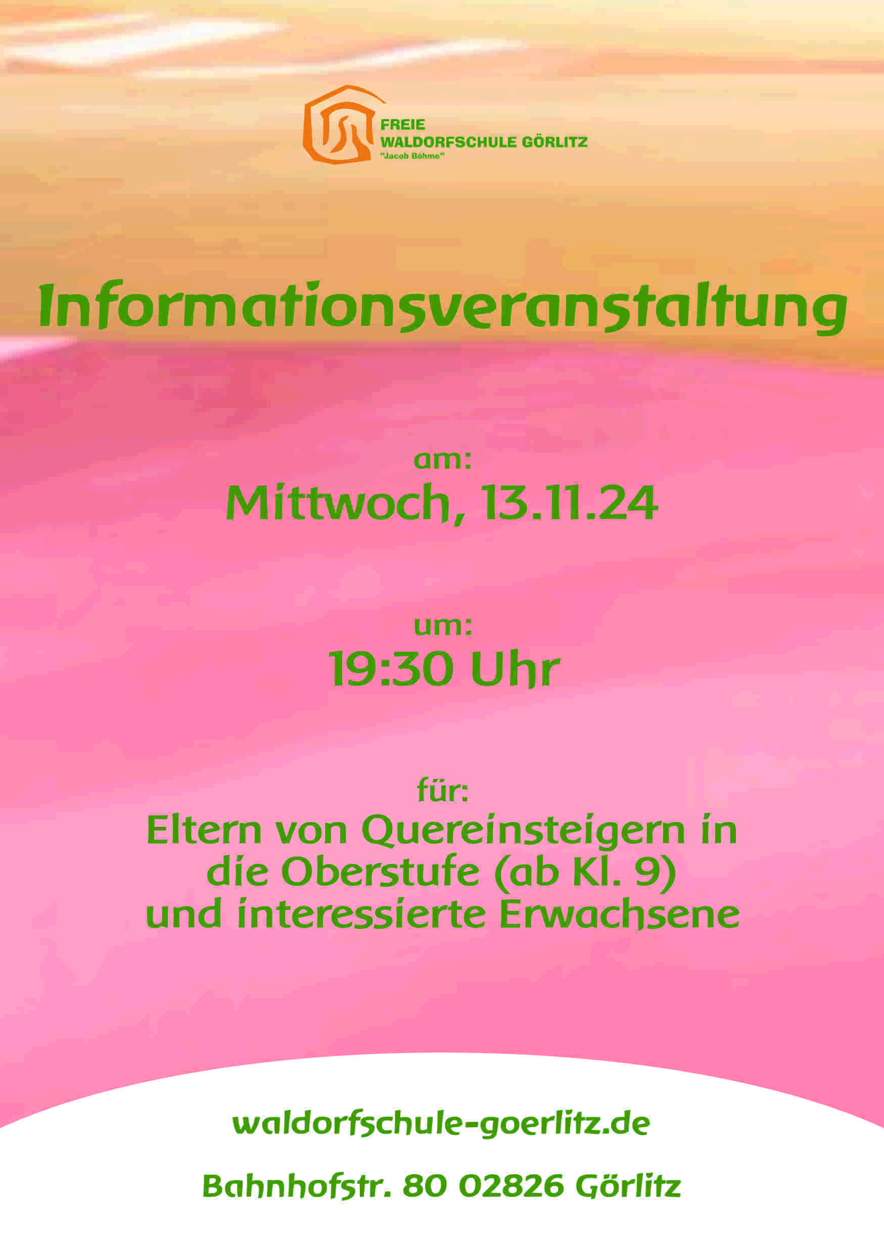 Informationsveranstaltung ab Klasse 9